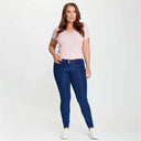 WRUP Denim - Mid Rise - Full Length - Dark Blue + Blue Stitching