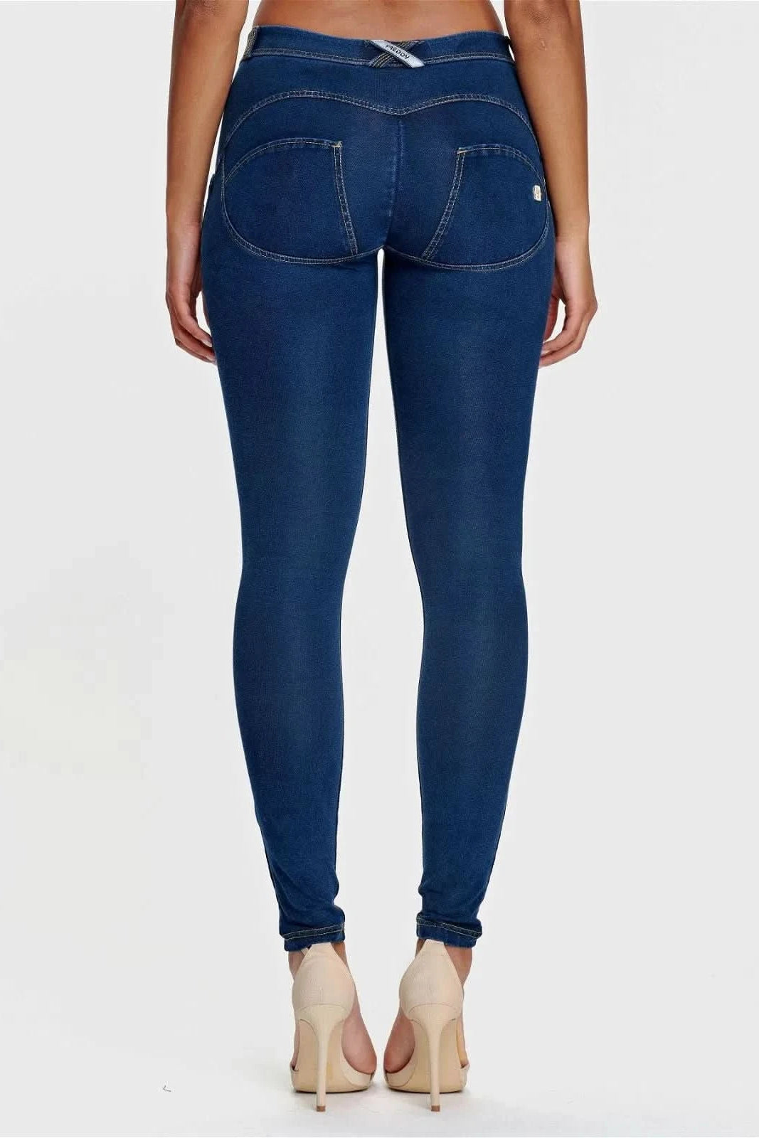 WRUP Denim - Mid Rise - Full Length - Dark Blue + Yellow Stitching 3