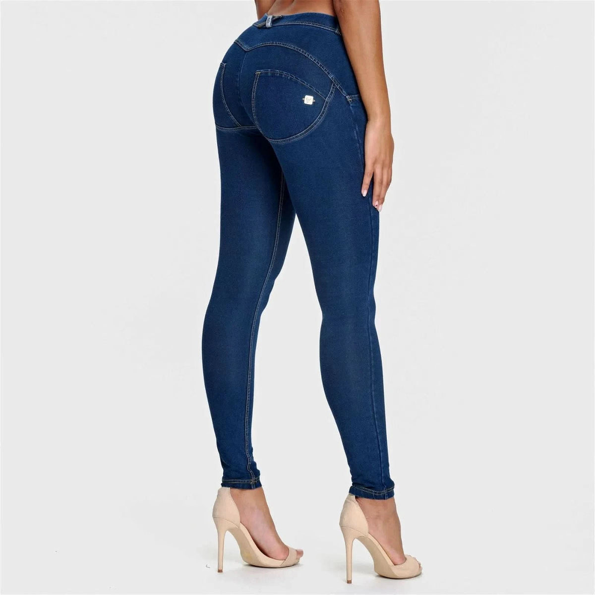 WRUP Denim - Mid Rise - Full Length - Dark Blue + Yellow Stitching