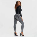 WRUP Denim - Mid Rise - Full Length - Grey + Yellow Stitching