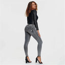 WRUP Denim - Mid Rise - Full Length - Grey + Yellow Stitching