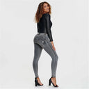 WRUP Denim - Mid Rise - Full Length - Grey + Yellow Stitching