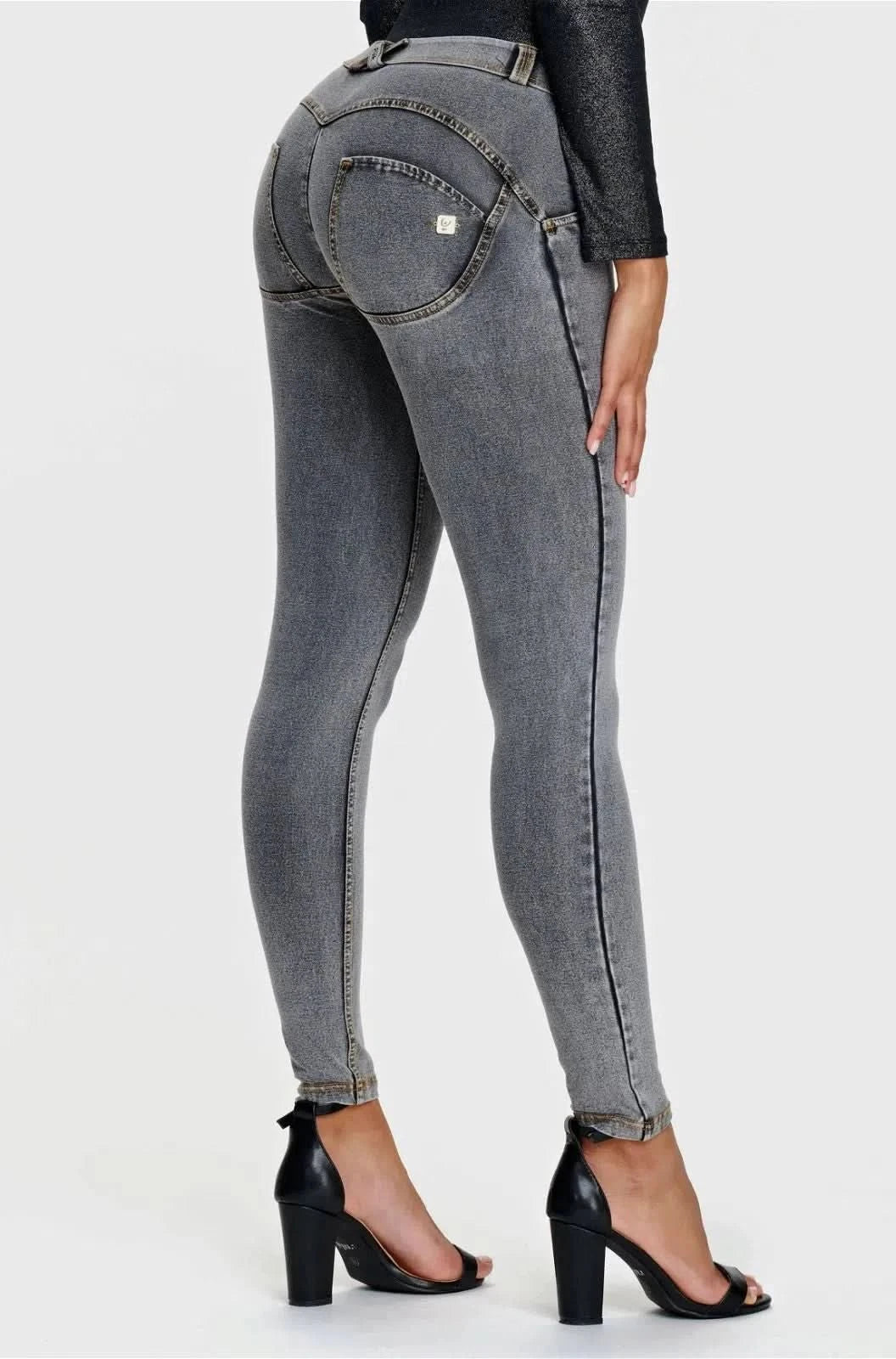WRUP Denim - Mid Rise - Full Length - Grey + Yellow Stitching