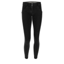 WRUP Denim with Crystal Band - Mid Rise - 7/8 Length - Black + Black Stitching