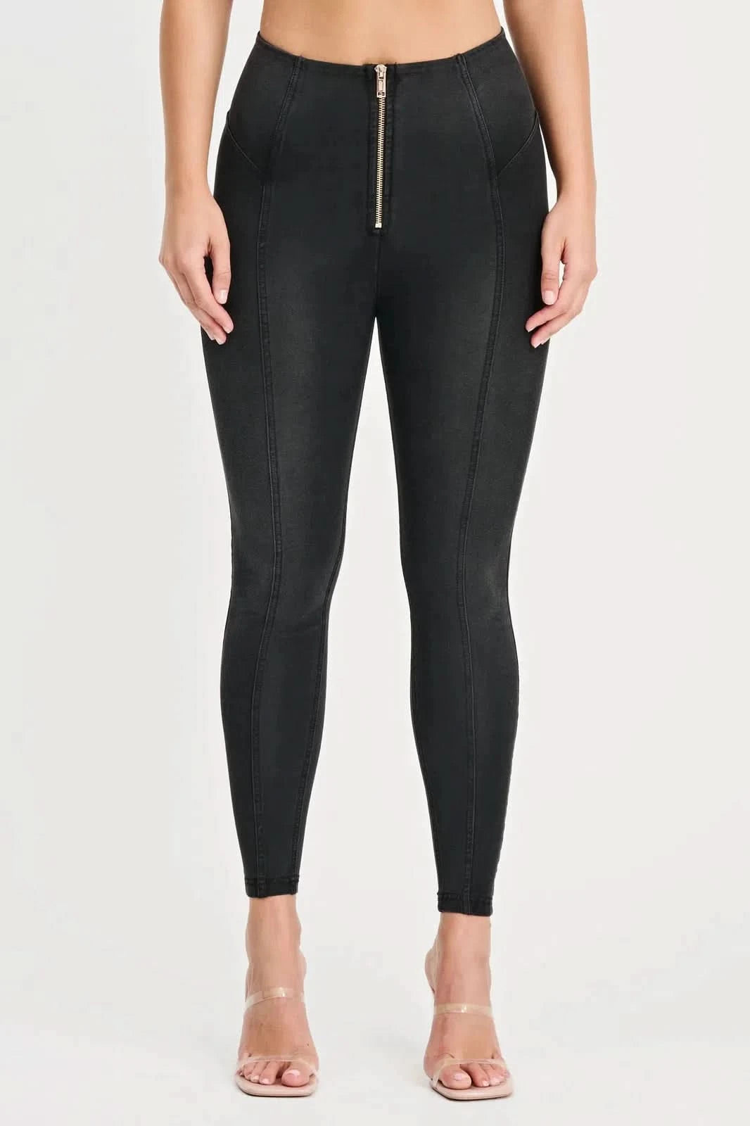 WRUP Denim Feature Seam High Waisted 7 8 Length + Stitching