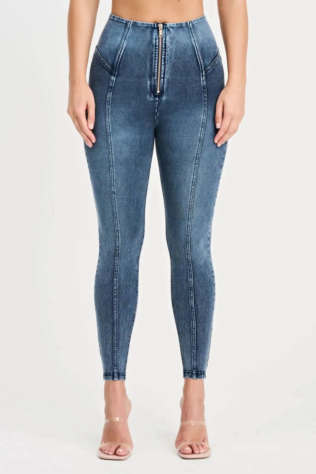 WRUP Denim Feature Seam High Waisted 7 8 Length Vintage + Stitching