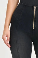 WRUP Denim with Feature Seam - High Waisted - Full Length - Black + Black Stitching
