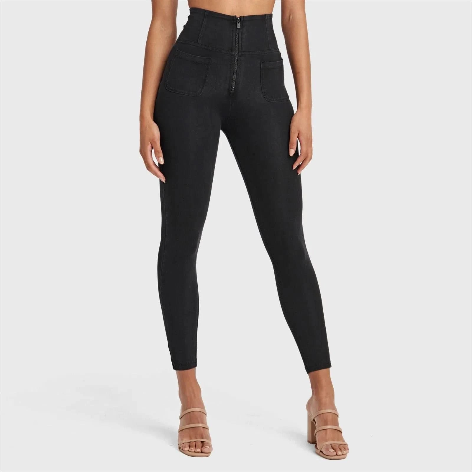 WRUP Denim Front Pockets Super High Waisted 7 8 Length + Stitching