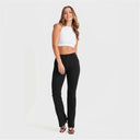 WRUP Denim with Front Pockets - Super High Waisted - Flare - Black + Black Stitching