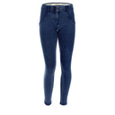 WRUP Denim with Lateral Band - Mid Rise - 7/8 Length - Dark Blue + Blue Stitching