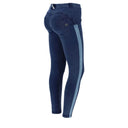 WRUP Denim with Lateral Band - Mid Rise - 7/8 Length - Dark Blue + Blue Stitching