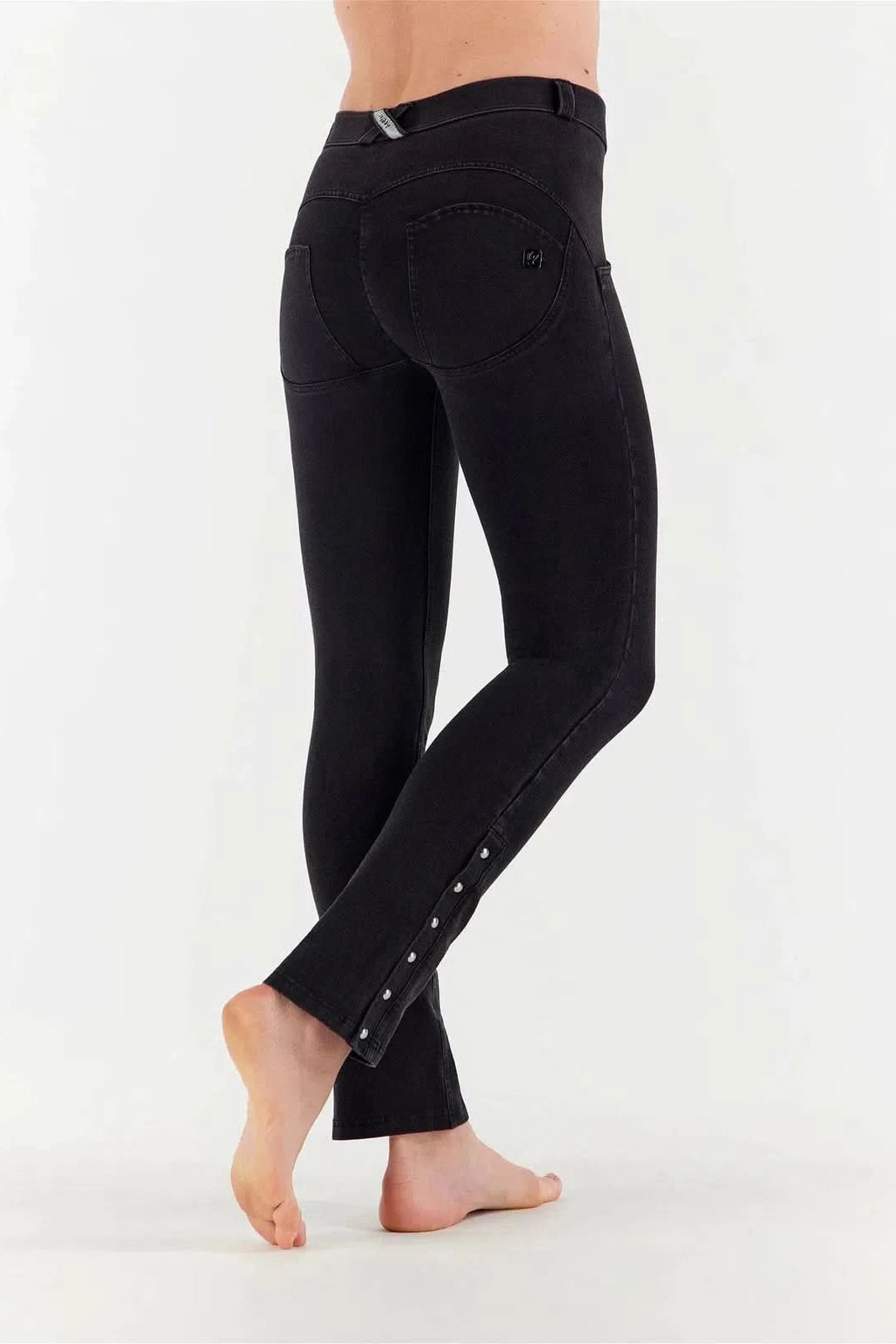 WR.UP® Denim with Studs - Mid Waist - Straight Leg - Black Denim + Black Stitching 2