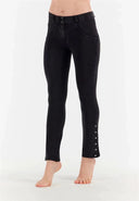 WRUP Denim with Studs - Mid Waist - Straight Leg - Black Denim + Black Stitching
