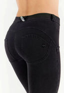 WRUP Denim with Studs - Mid Waist - Straight Leg - Black Denim + Black Stitching