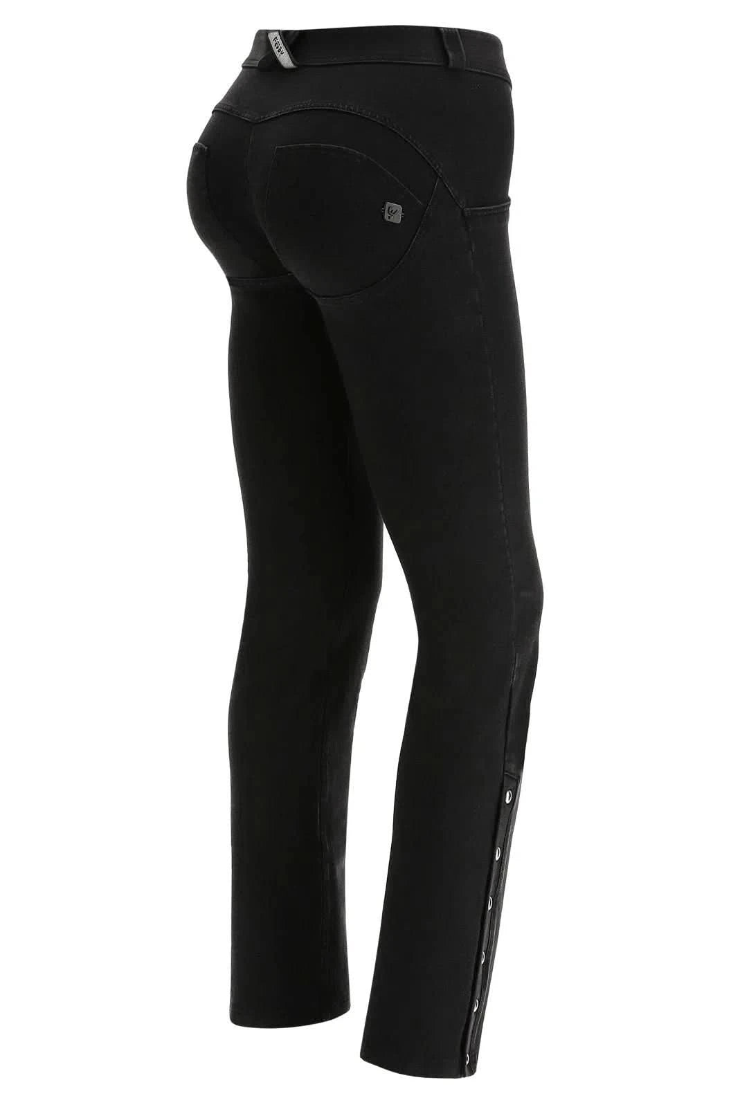 WR.UP® Denim with Studs - Mid Waist - Straight Leg - Black Denim + Black Stitching