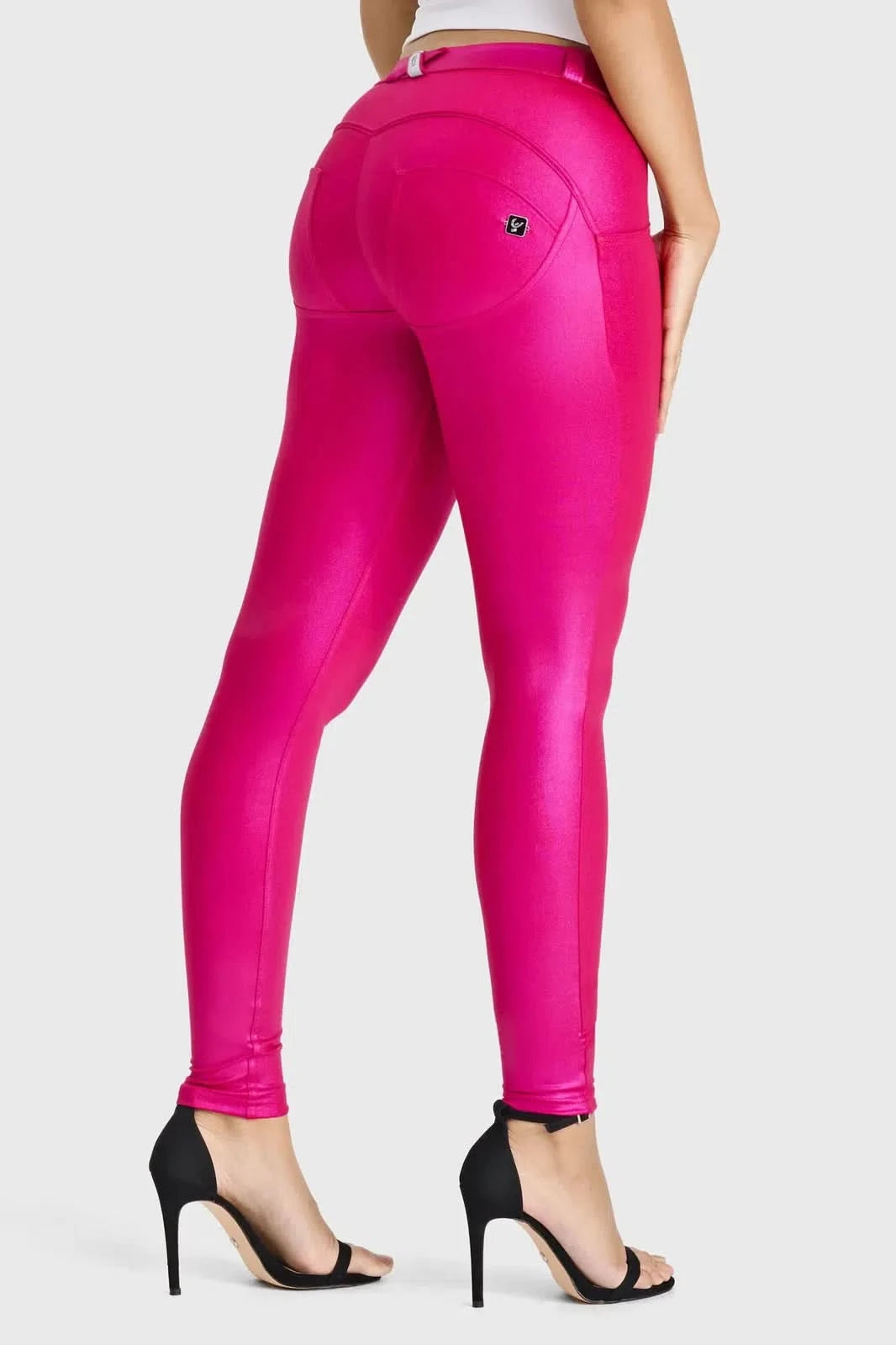 WRUP Luxe Shimmer Mid Rise Full Length Hot Pink