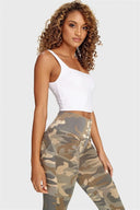 WRUP Fashion 3 Button - High Waisted - 7/8 Length - Sand Camo