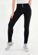 WRUP Fashion - 3 Button Mid Rise - Full Length - Black