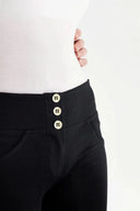 WRUP Fashion - 3 Button Mid Rise - Full Length - Black