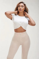 WRUP Fashion - High Waisted - 7/8 Length - Light Beige