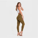 WRUP Fashion - High Waisted - 7/8 Length - Military Green
