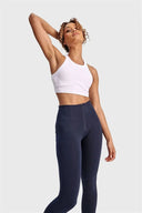 WRUP Fashion - High Waisted - 7/8 Length - Navy Blue