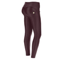 WRUP Faux Leather - 3 Button Mid Waist - 7/8 Length - Brown