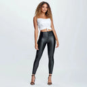 WRUP Faux Leather - High Waisted - 7/8 Length - Black
