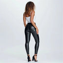 WRUP Faux Leather - High Waisted - 7/8 Length - Black