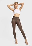 WRUP Faux Leather - High Waisted - 7/8 Length - Chocolate