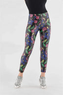 WRUP Faux Leather - High Waisted - Full Length - Black + Floral
