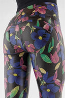 WRUP Faux Leather - High Waisted - Full Length - Black + Floral