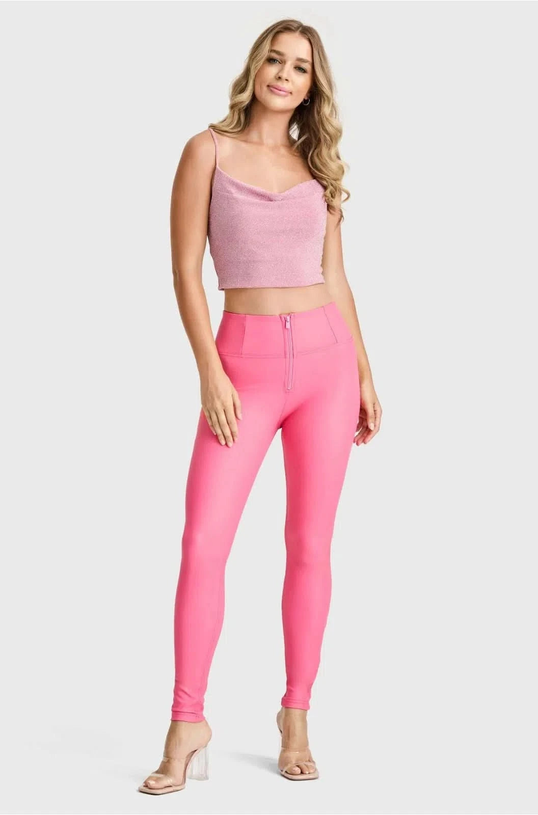 WR.UP® Faux Leather - High Waisted - Full Length - Candy Pink