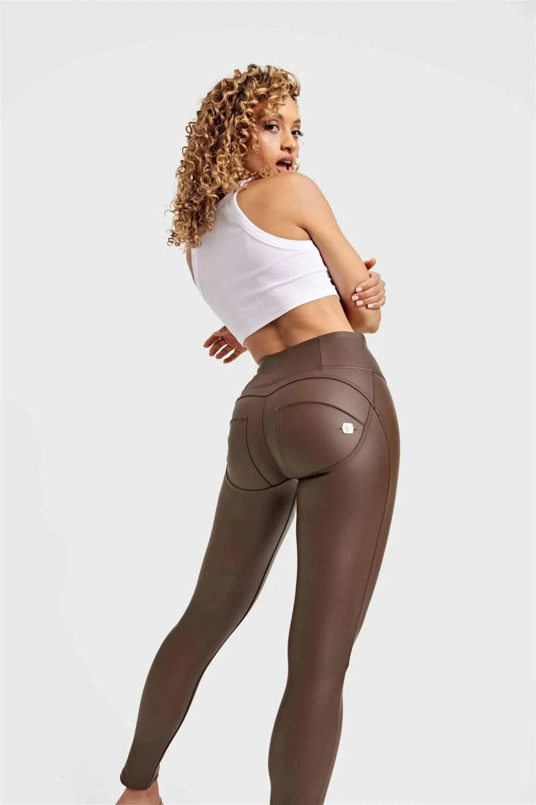 WR.UP® Faux Leather - High Waisted - Full Length - Chocolate 3