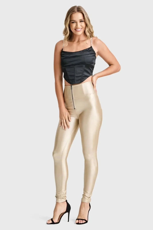 WRUP Faux Leather - Super High Waisted - Full Length - Gold