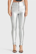 WRUP Faux Leather - Super High Waisted - Full Length - Silver