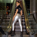 WRUP Faux Leather - Super High Waisted - Full Length - Silver