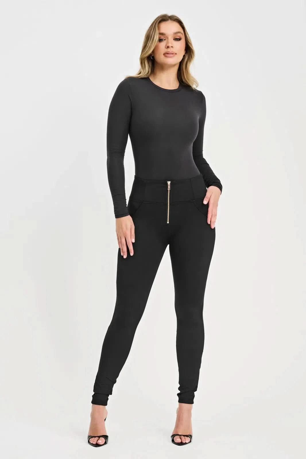 WRUP Fleece Lined Fashion - High Waisted - Full Length - Black
