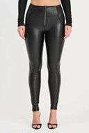 WRUP Panther Faux Leather - High Waisted - Full Length - Black