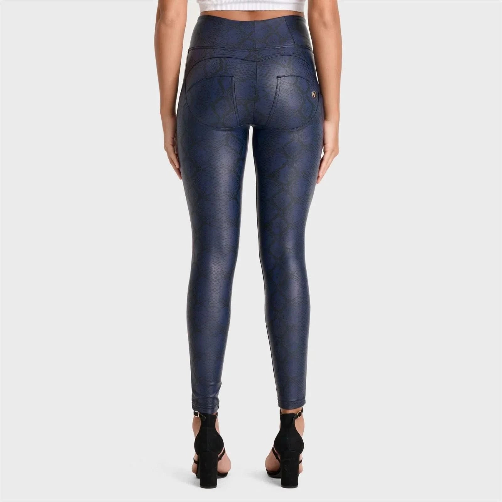 WR.UP® Python Faux Leather Limited Edition - High Waisted - Full Length - Midnight Blue 3