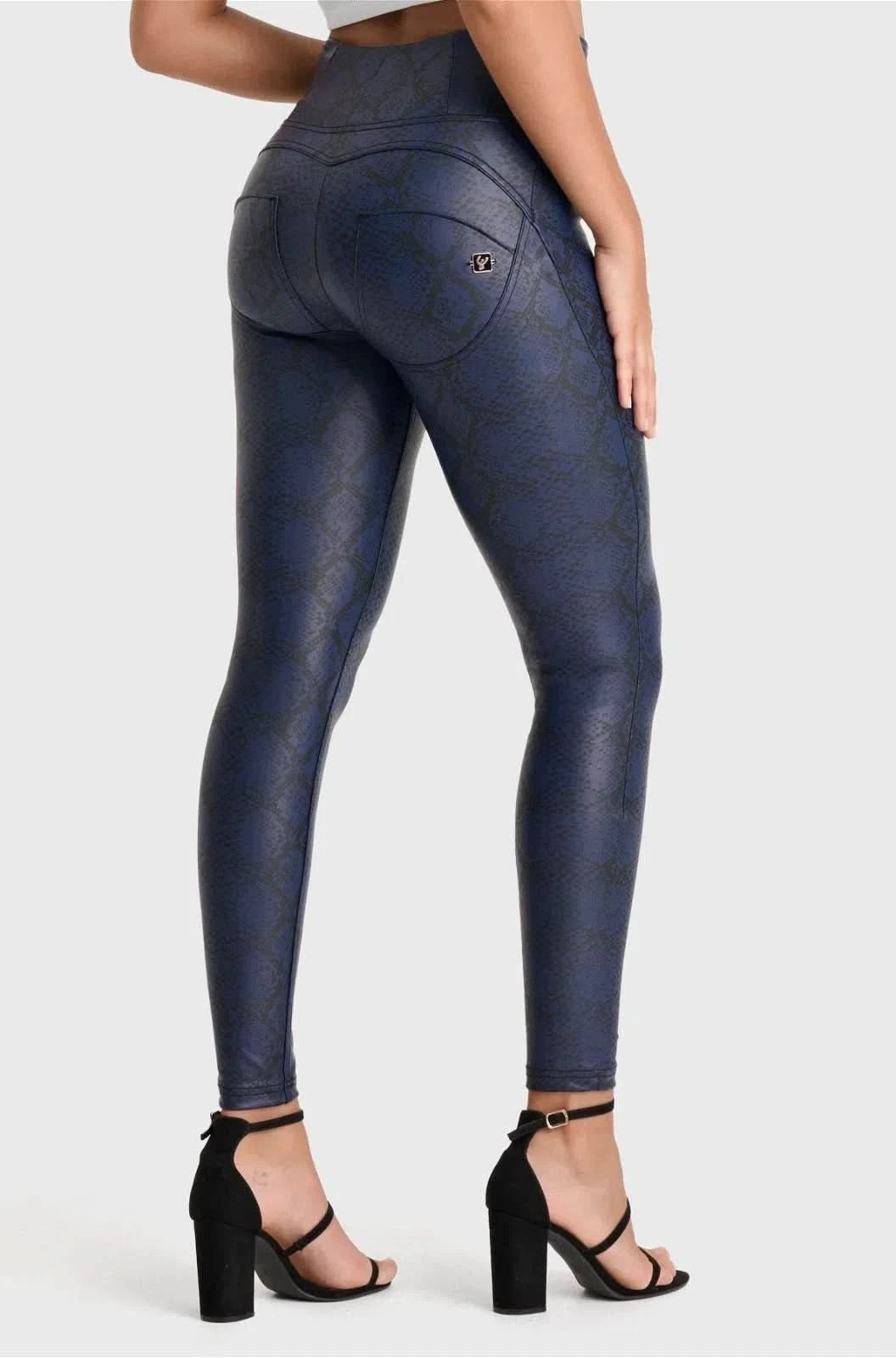 WR.UP® Python Faux Leather Limited Edition - High Waisted - Full Length - Midnight Blue