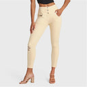 WRUP SNUG Distressed Jeans - High Waisted - 7/8 Length - Beige