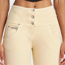 WRUP SNUG Distressed Jeans - High Waisted - 7/8 Length - Beige