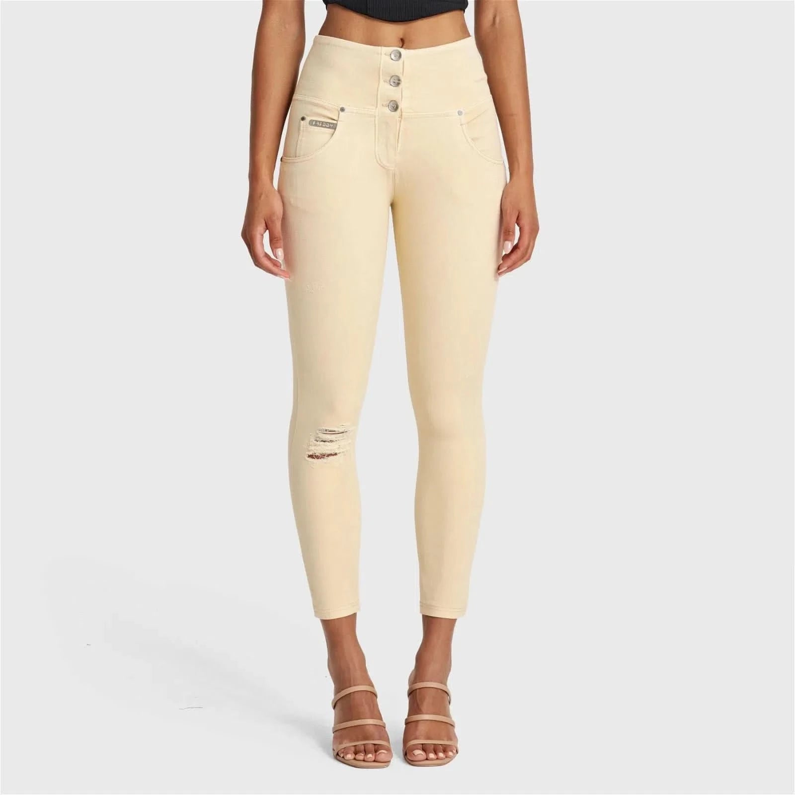 WRUP SNUG Distressed Jeans High Waisted 7 8 Length