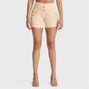WRUP SNUG Jeans - 3 Button High Waisted - Shorts - Beige