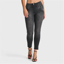 WRUP SNUG Jeans - High Waisted - 7/8 Length - Black + Black Stitching