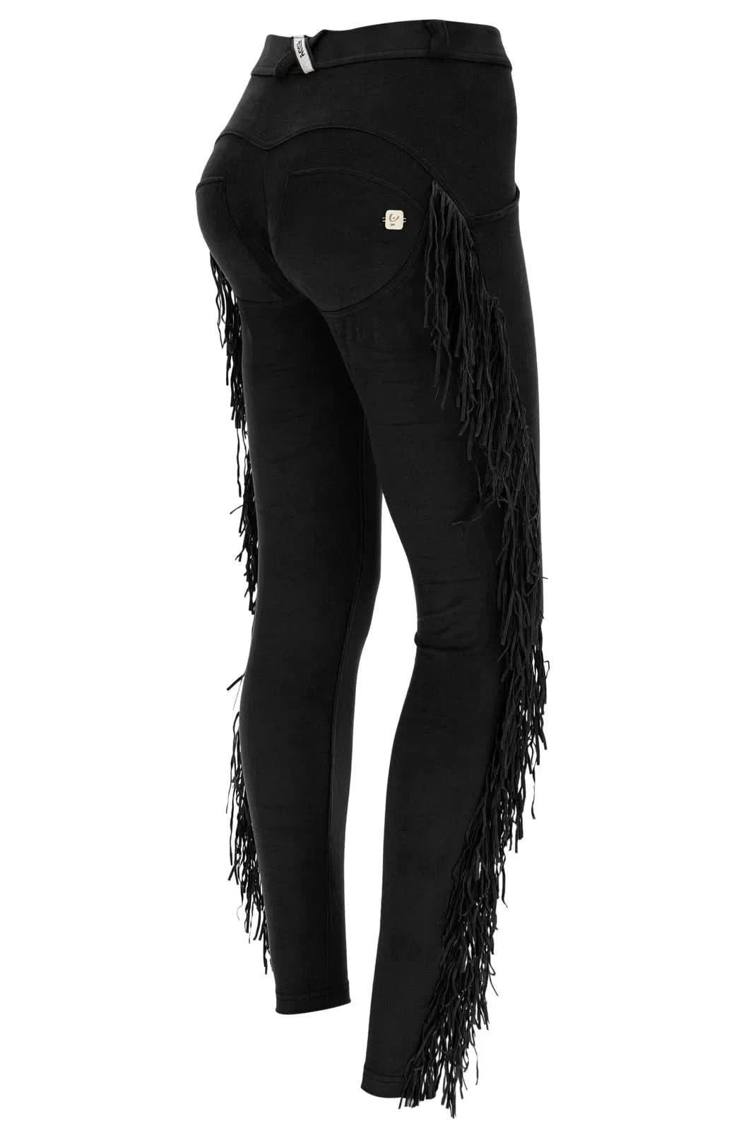 WR.UP® Suede Trousers with Fringe - Mid Rise - Full Length - Black