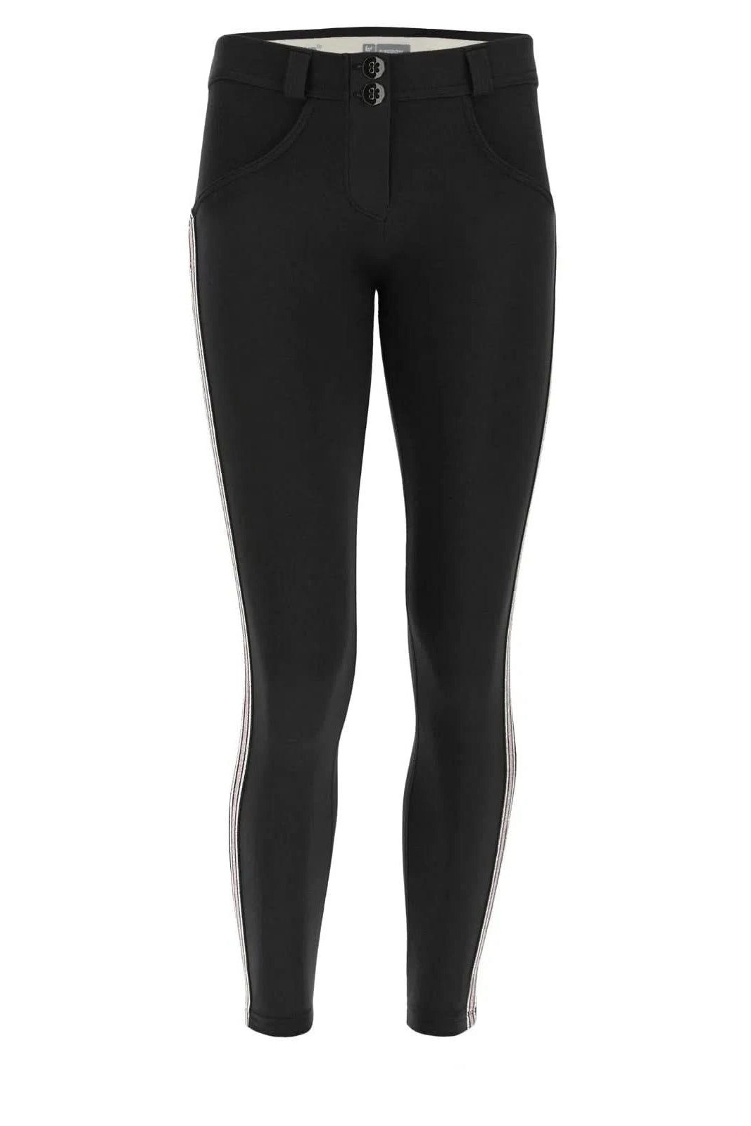 WR.UP® Thick Fashion Trousers - Mid Rise - 7/8 Length - Black + Glitter Stripe 2