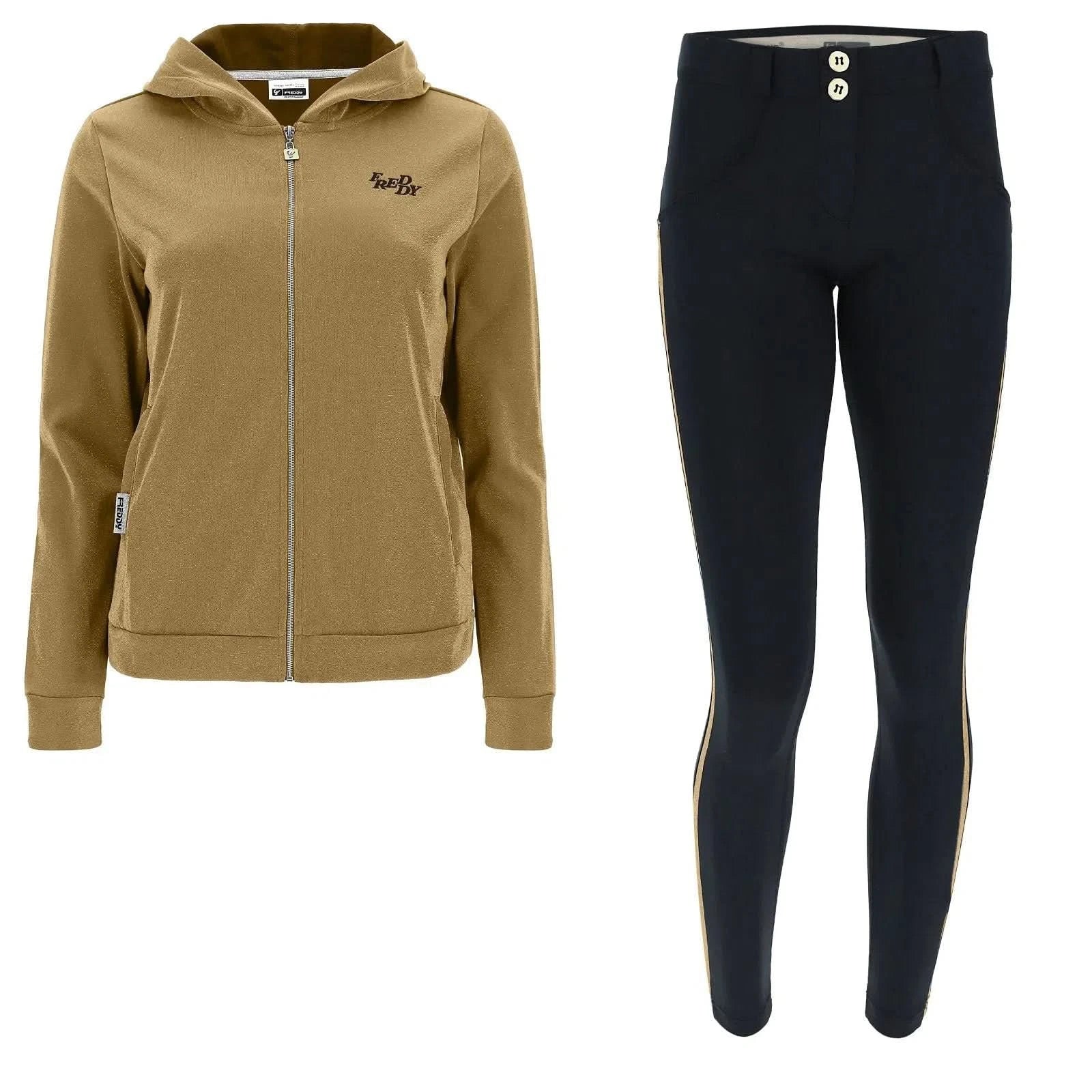 WR.UP® Tracksuit with Lurex Sweatshirt - Mid waist - Ankle Length - Gold + Black 1