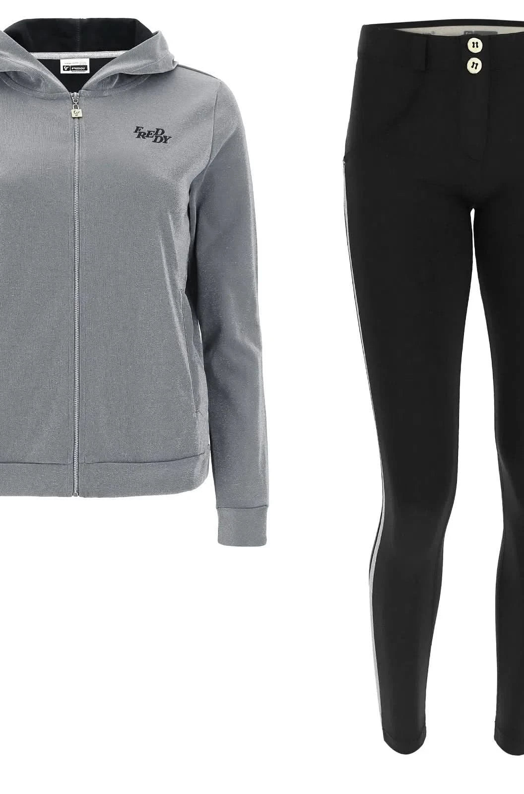 WR.UP® Tracksuit with Lurex Sweatshirt - Mid waist - Ankle Length - Lurex Silver + Black